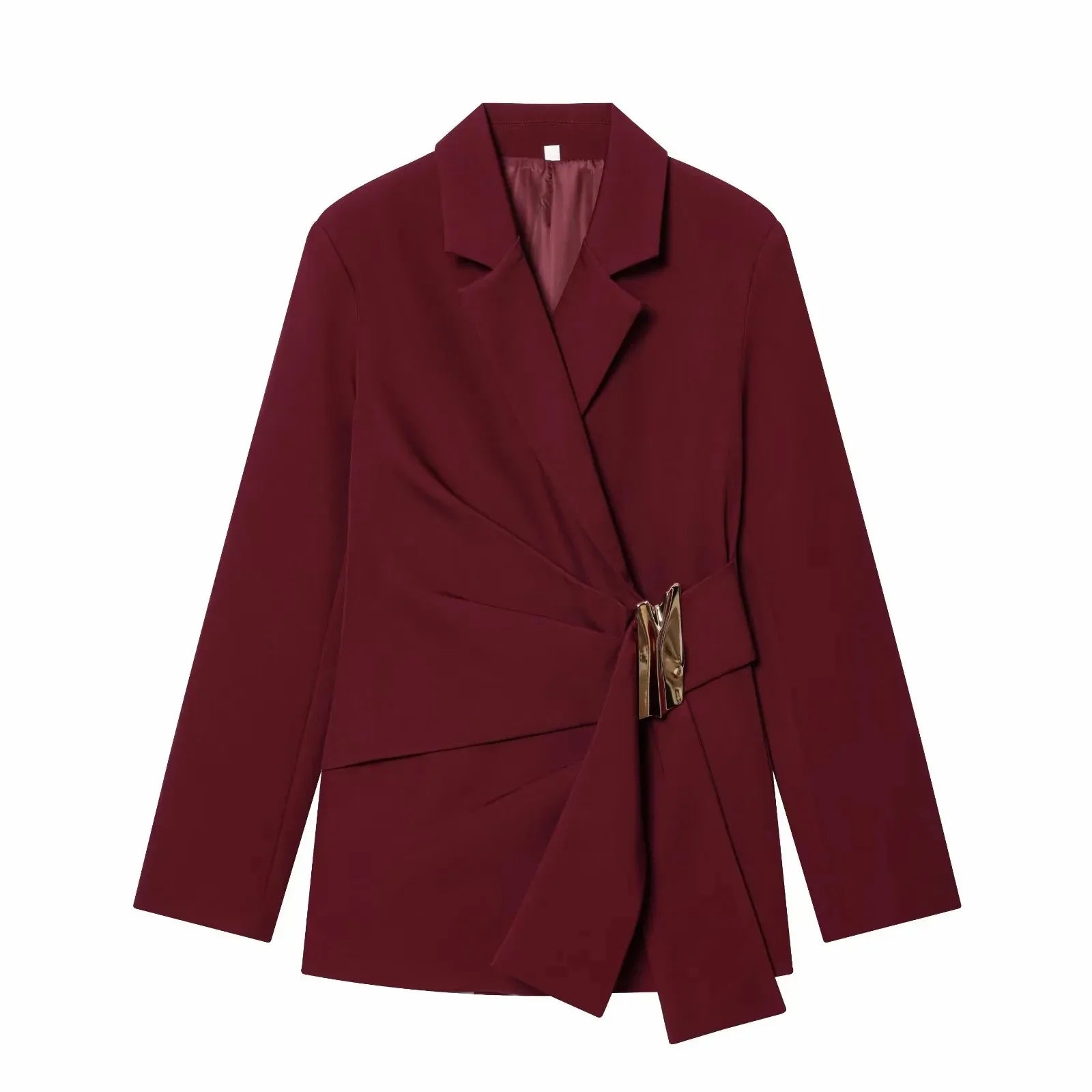 Two-Piece Set Buckle Decoration Suit Pants & Long Sleeve Blazer Coat