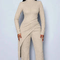 Asymmetric High-neck Pants Set