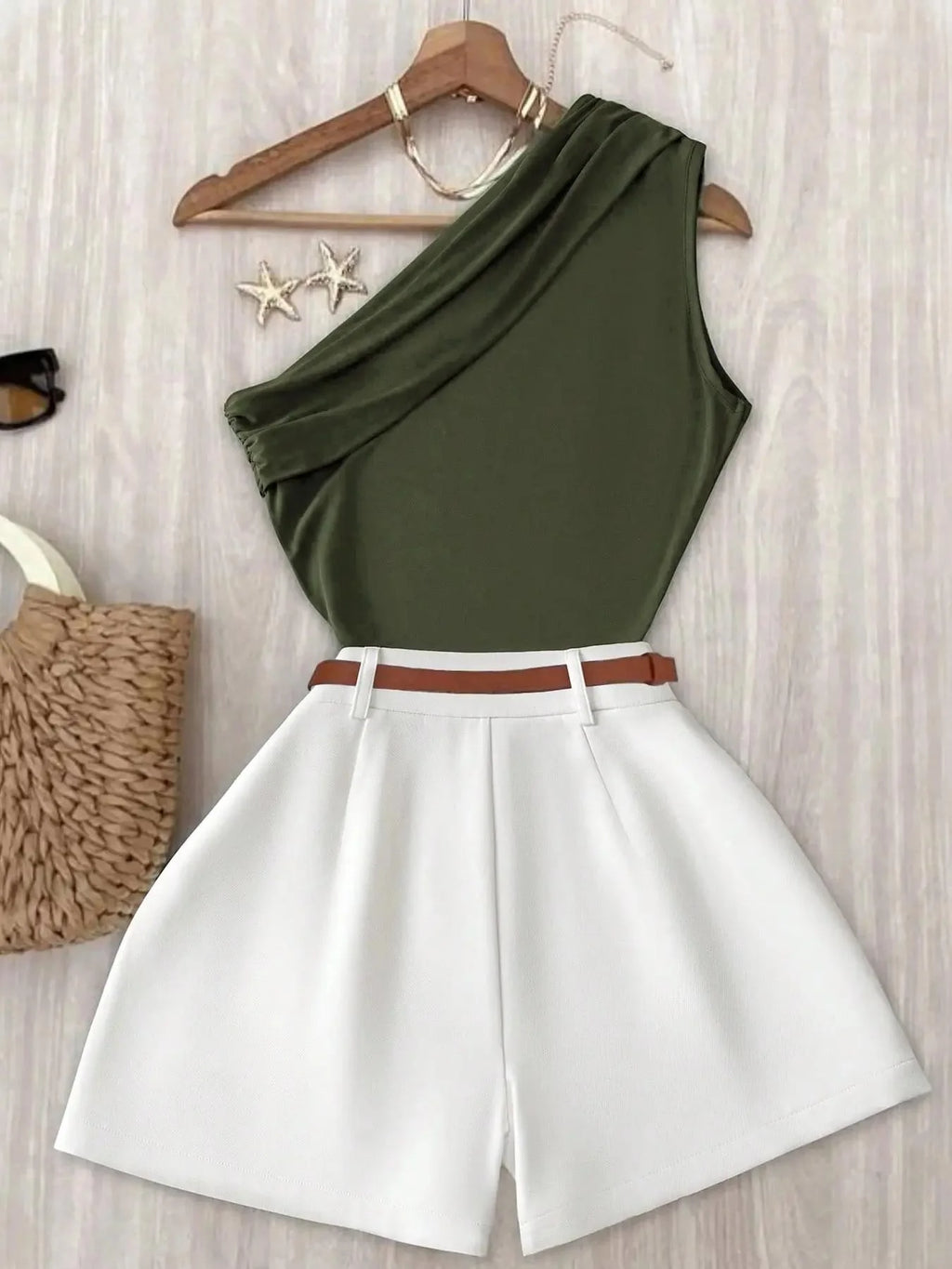Versatile 2PC Asymmetrical Top & Shorts Set