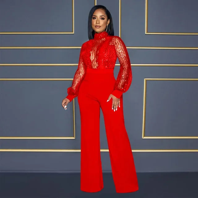 African Lace Patchwork Jumpsuit
