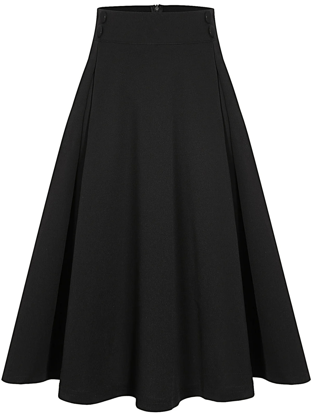 Women Wear to Work Swing Skirts for Women Elastic High Waist Button Front Knee Length Fit And Flare Pleated Skirt