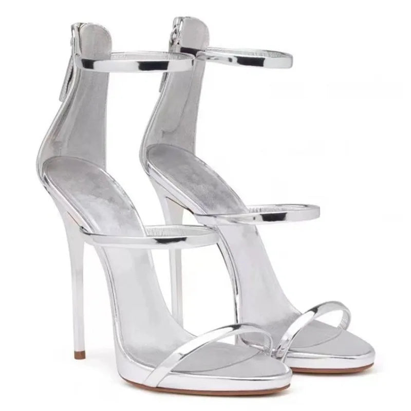 Banquet Zipper Strap Combination High Heels
