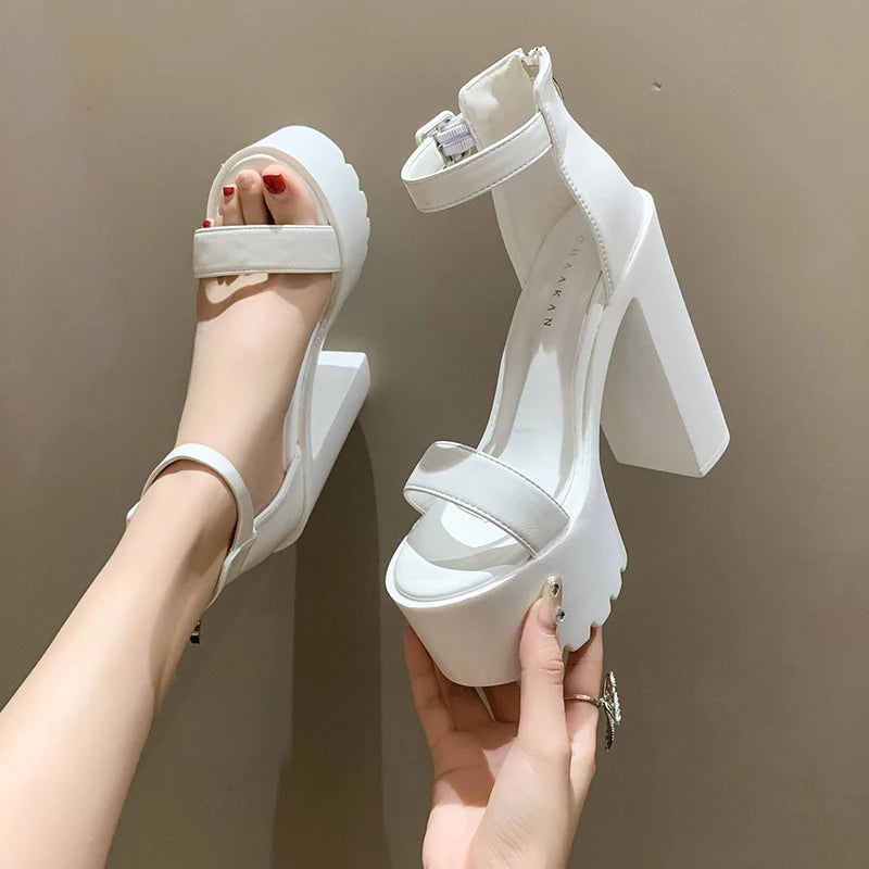 Chunky Peep Toe Platform High Heel Sandal