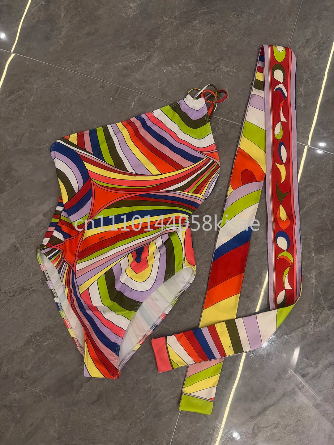 Red Scarf Letter Headband Signature Logo Bikini Sets