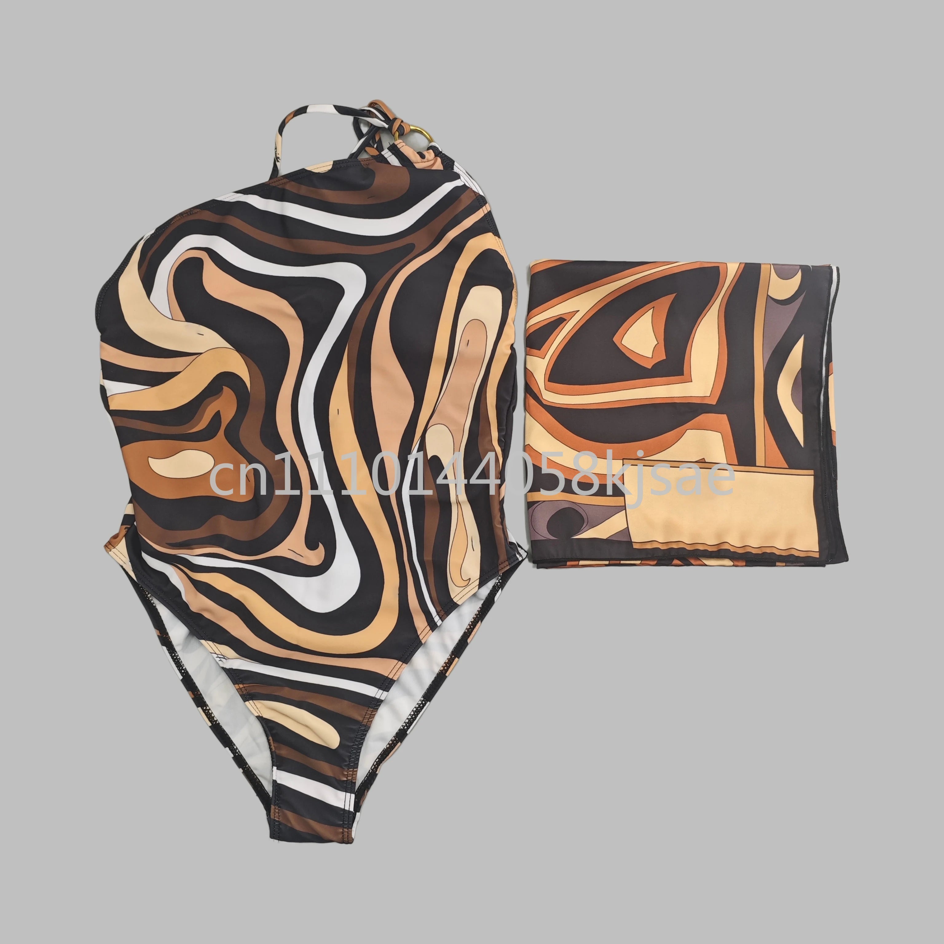 Red Scarf Letter Headband Signature Logo Bikini Sets