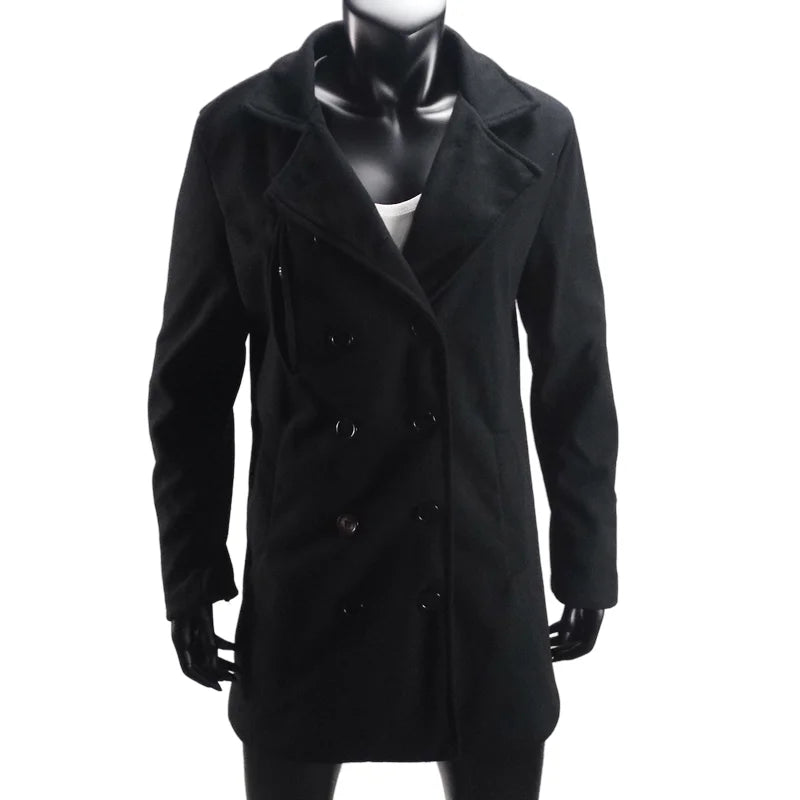 Double Breasted Lapel Trench Coat with Lining