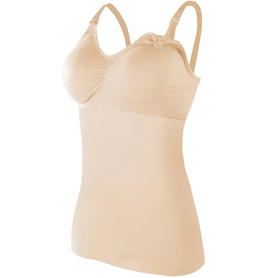 Maternity Nursing Long Camisole with Front Opening Padded Bra for Comfort Breastfeeding and Postpartum Support Women Bralette