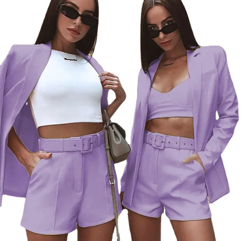 2 Pieces Women Sets Spring Autumn Spring Autumn Blazer Shorts Suit Sexy Temperament Fashion Casual Women's Sets YPZJ8306