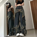 American Vintage Empty Star Appliqué and Faded Straight-leg Baggy Jeans