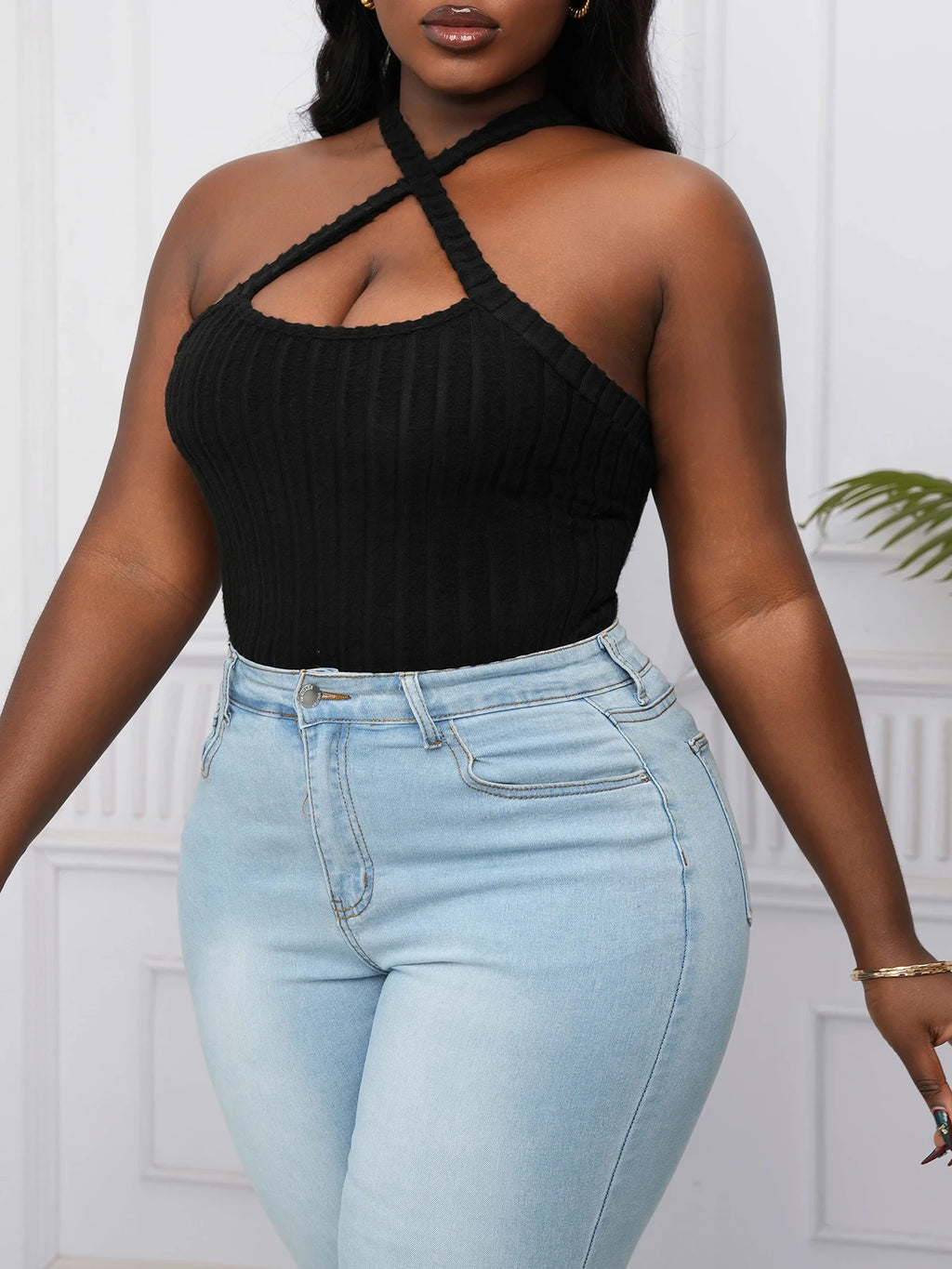 Cross Strap Halter Sexy Off Shoulder Cami Top