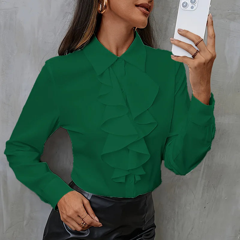 Elegant Ruffles Long Sleeve Blouse