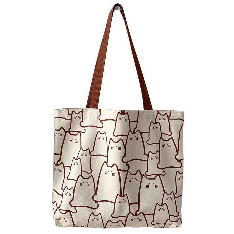 Cute Cat Small Tote Shopper Bag with Zipper