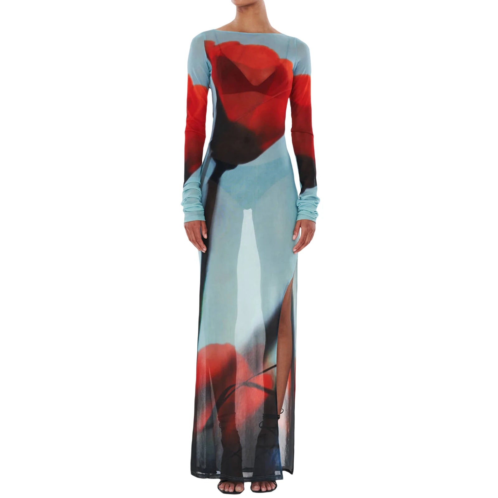 Yiiciovy Sheer Slim Fit Long Cover-Up Sheer Dress