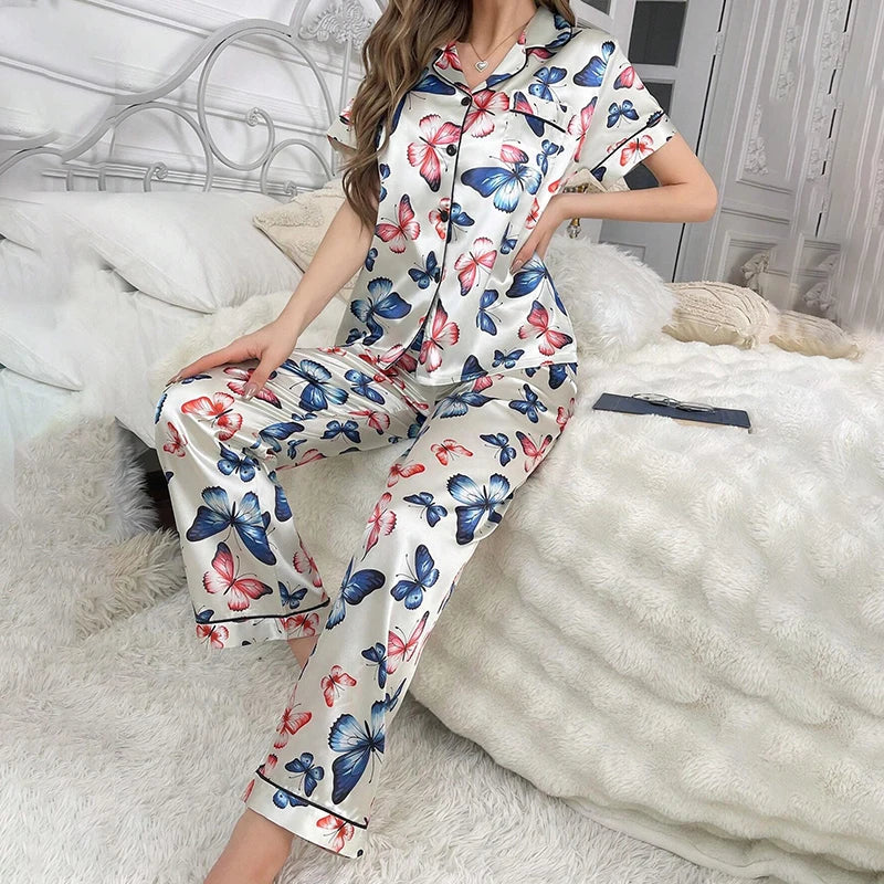 Satin Button-Down Pajama Top & Pants