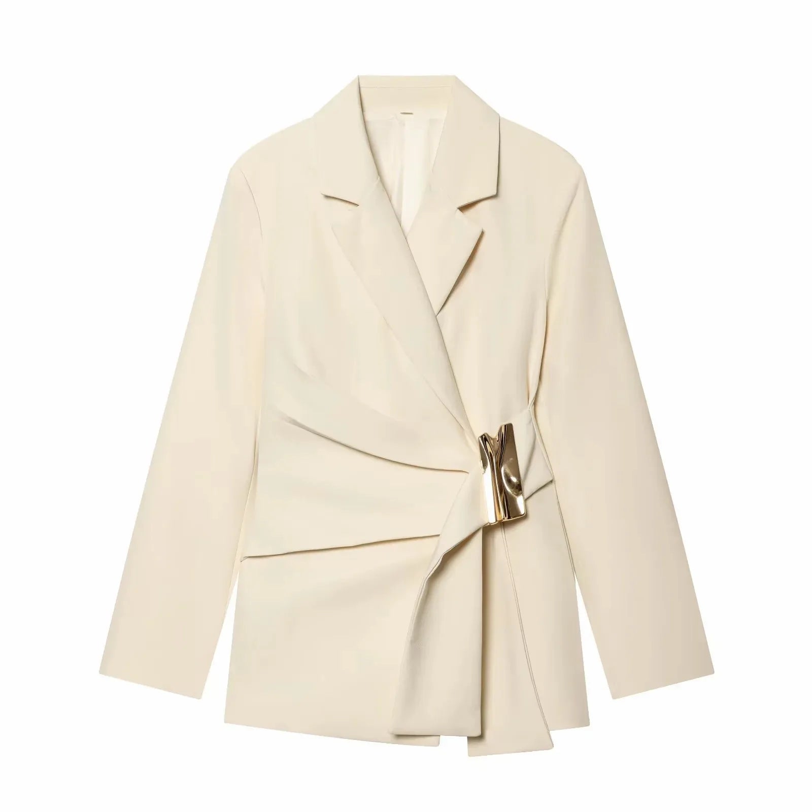 Two-Piece Set Buckle Decoration Suit Pants & Long Sleeve Blazer Coat