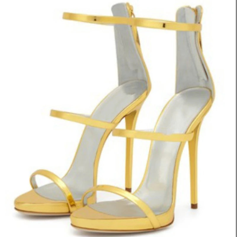 Banquet Zipper Strap Combination High Heels