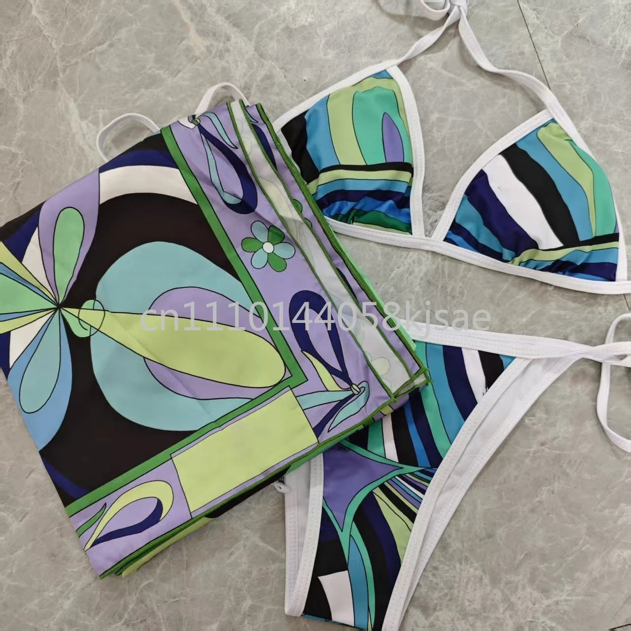 Red Scarf Letter Headband Signature Logo Bikini Sets