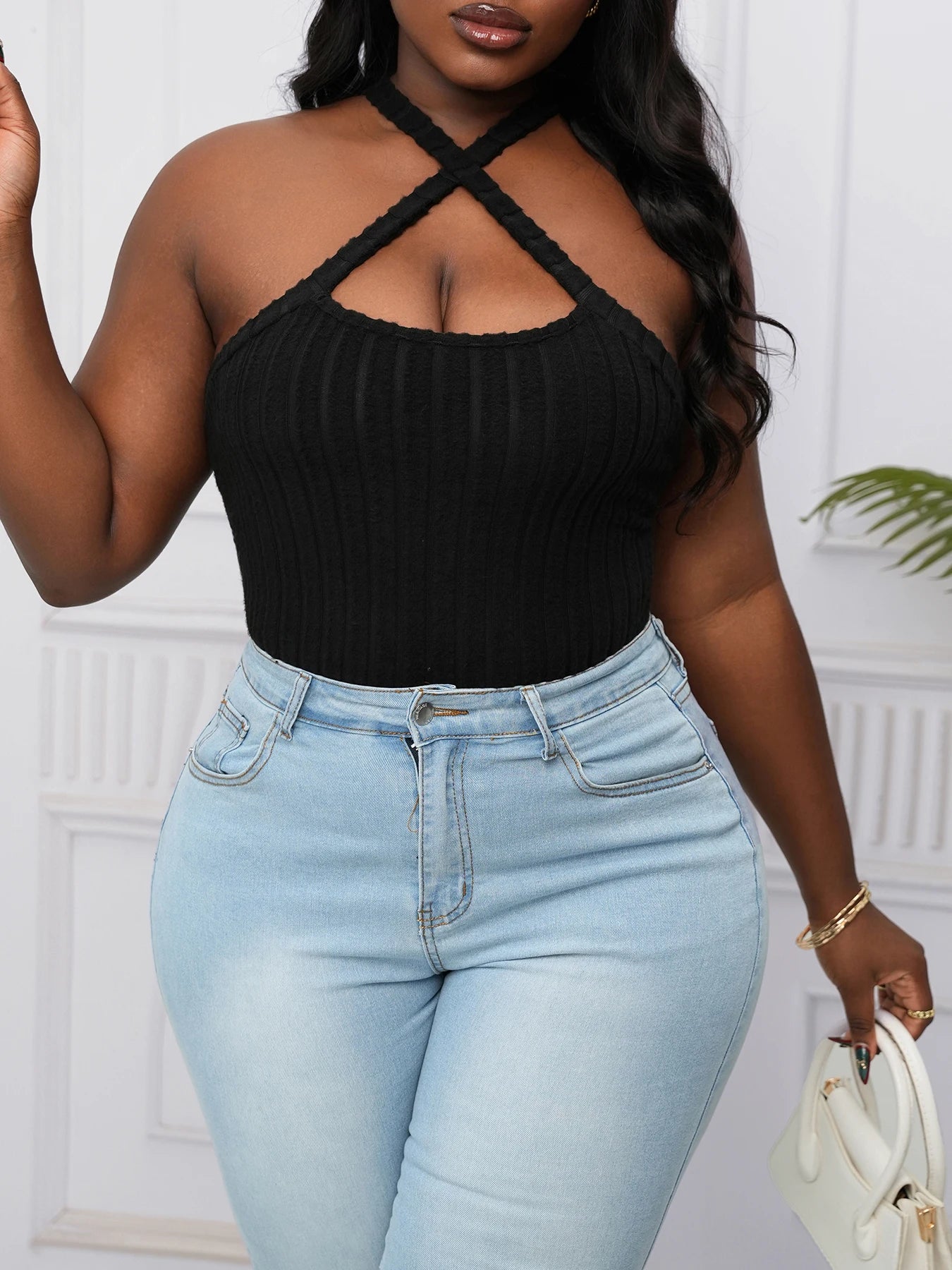 Cross Strap Halter Sexy Off Shoulder Cami Top