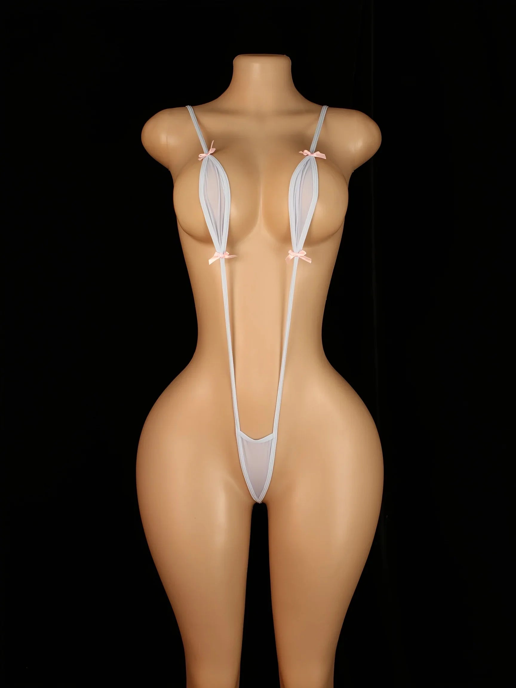 Adjustable Strappy Backless Semi-Sheer Teddy Bodysuit