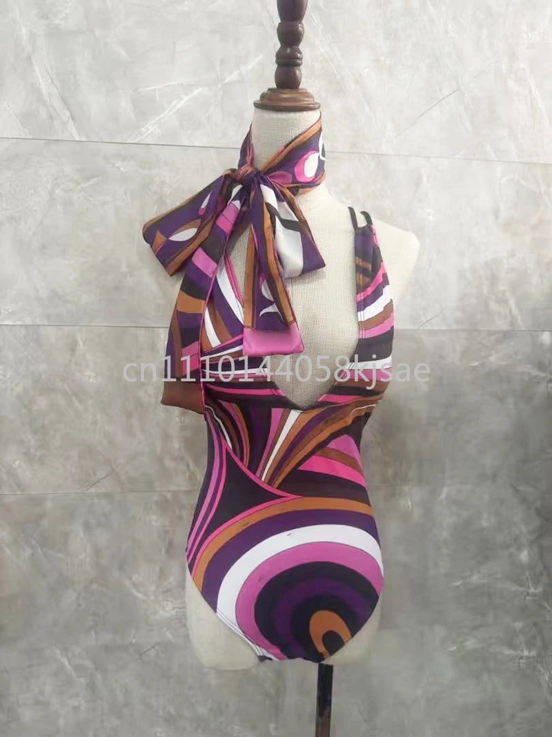 Red Scarf Letter Headband Signature Logo Bikini Sets