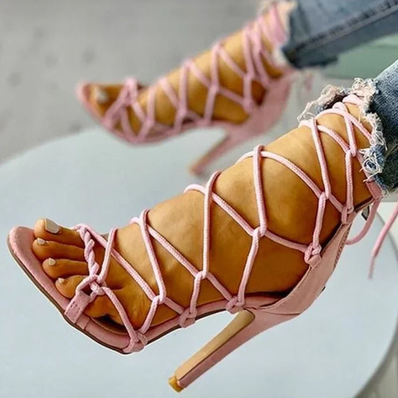 Cross Strap Open Toe Sandals Pumps