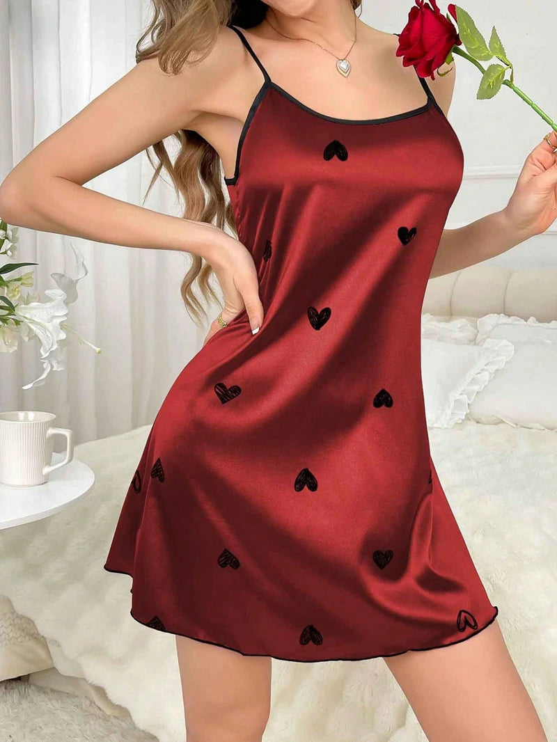 Satin Slip Nightdress with Cross Strappy Backless Design