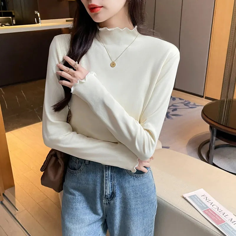 Slim Ruffle Breastfeeding Bottoming Top