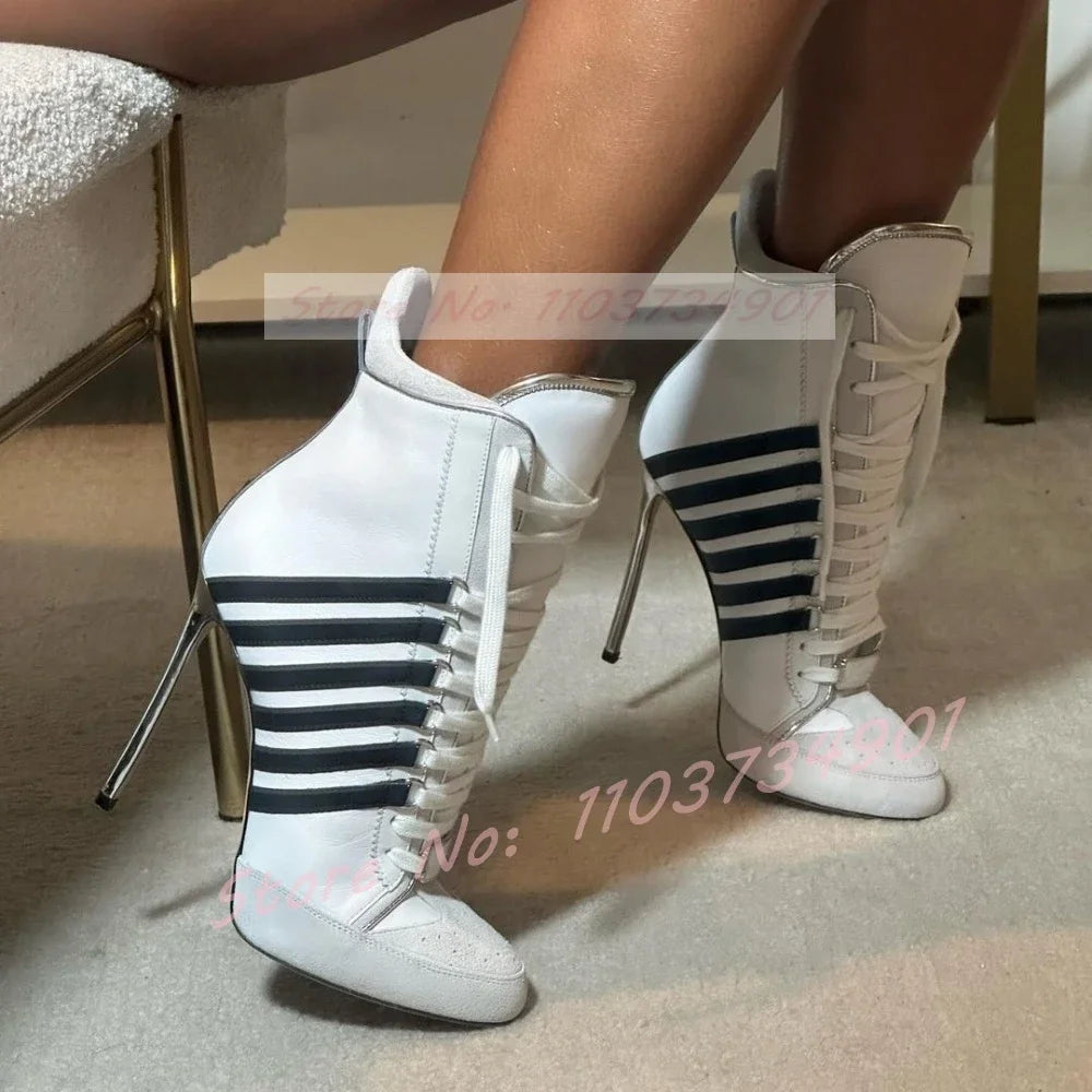 Lace-up High Top Sneaker Heel Boots