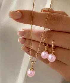 Dangle Earrings Pendant Necklace Pearl Jewelry Set