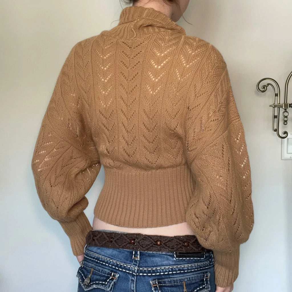 Brown Turtleneck Knitted Vintage Sweater