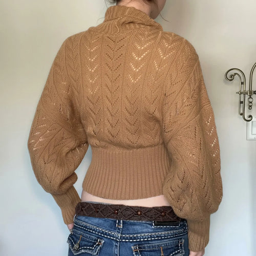 Brown Turtleneck Knitted Vintage Sweater