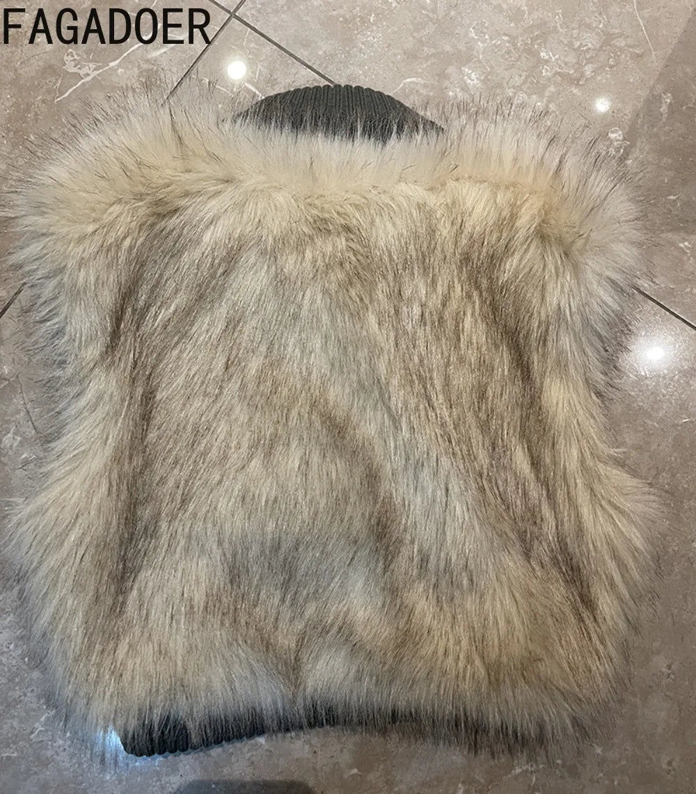 Knit Fur Crop Patchwork Vest Jacket