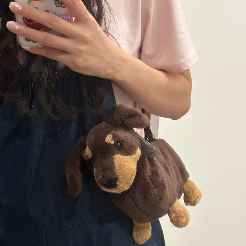 Plush Doll Dog Crossbody Shoulder Bag