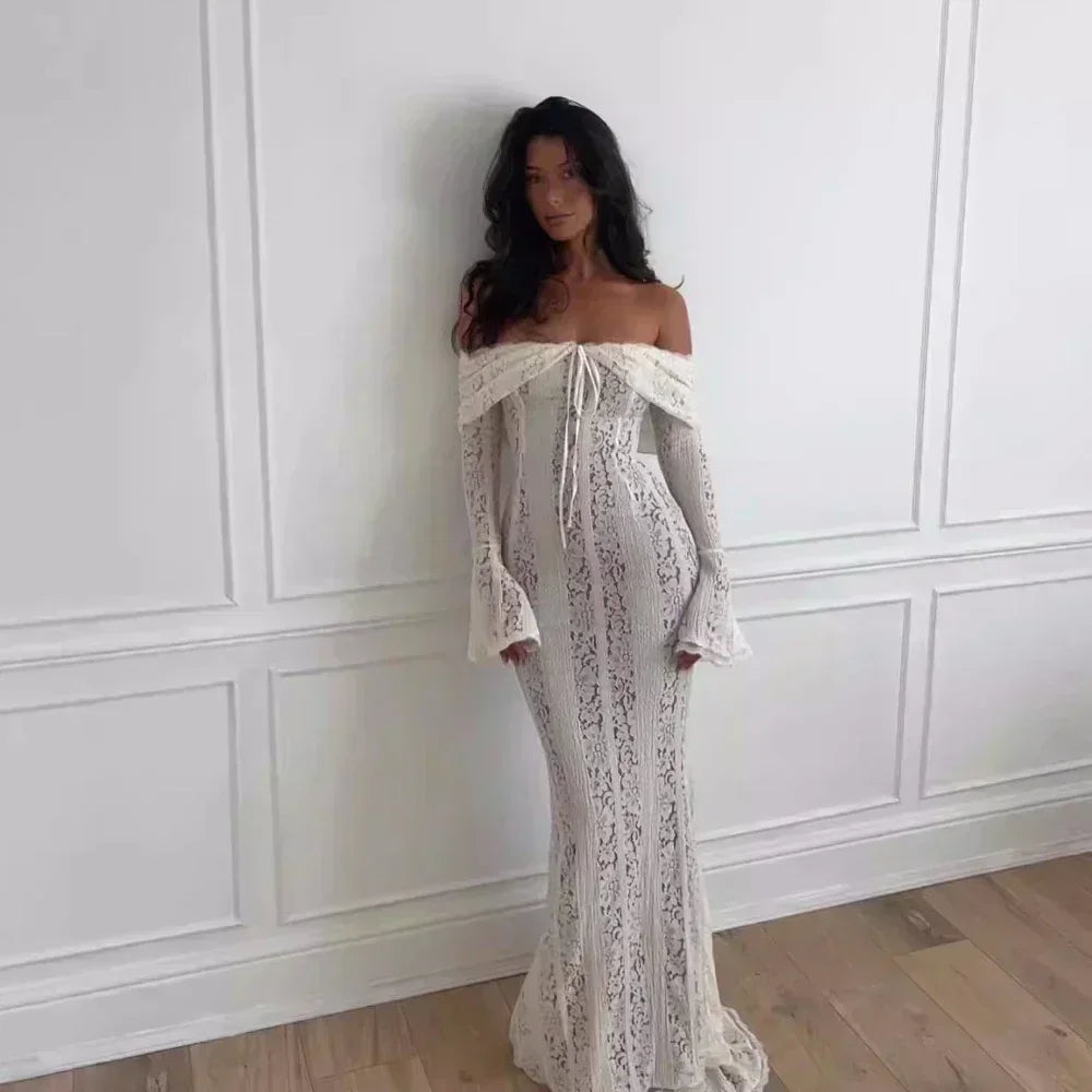Long Sleeve Lace Evening Dress