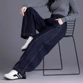High Waisted Loose Elastic Denim Wide Leg Pants