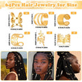 64pcs Adjustable Hair Jewelry For Braids Accessories