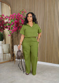 Crop Short Sleeve Top & Drawstring Pant Tracksuit