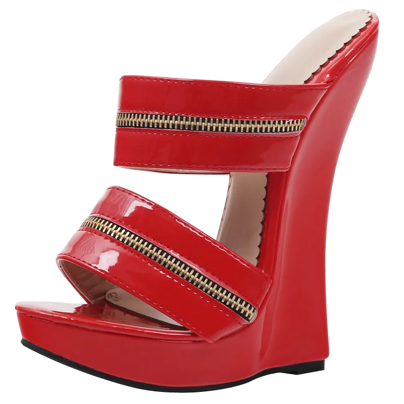 Patent Leather High Wedge Ankle Strap Platform Sandals