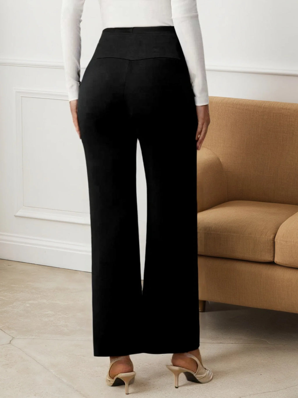 High-waist Belly Support Straight Loose Wide-leg Pants