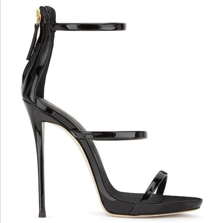 Banquet Zipper Strap Combination High Heels