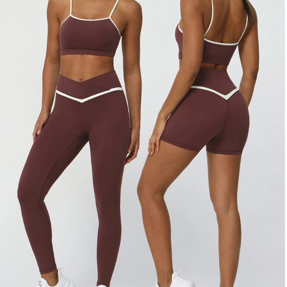 Colorblock Seamless Butt-Lift Yoga Two Piece Set