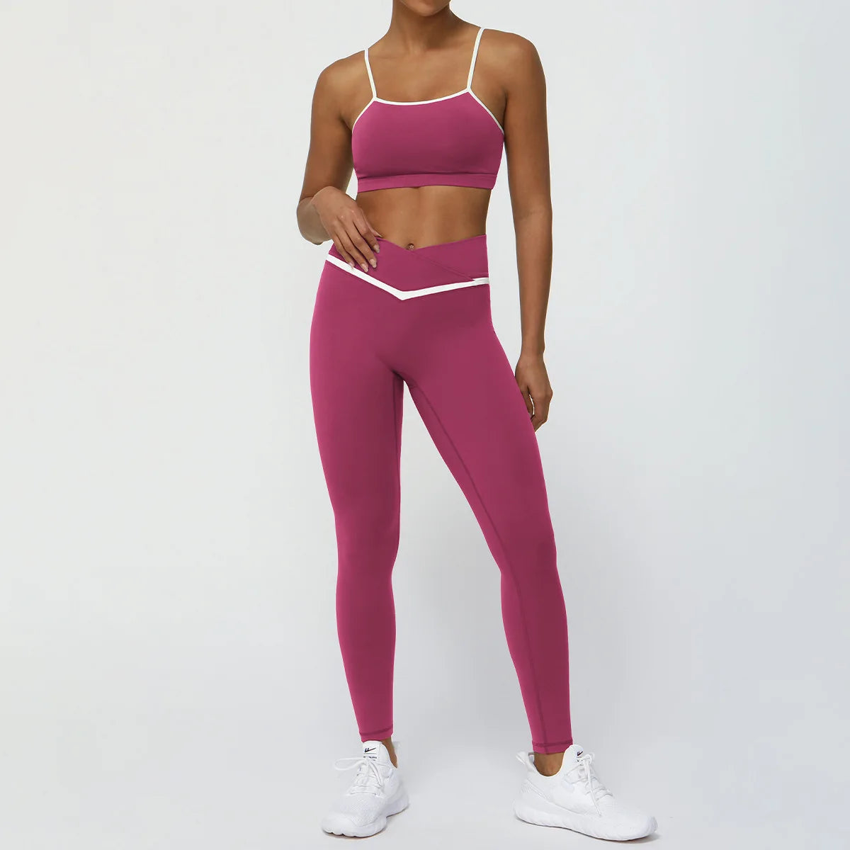 Colorblock Seamless Butt-Lift Yoga Two Piece Set