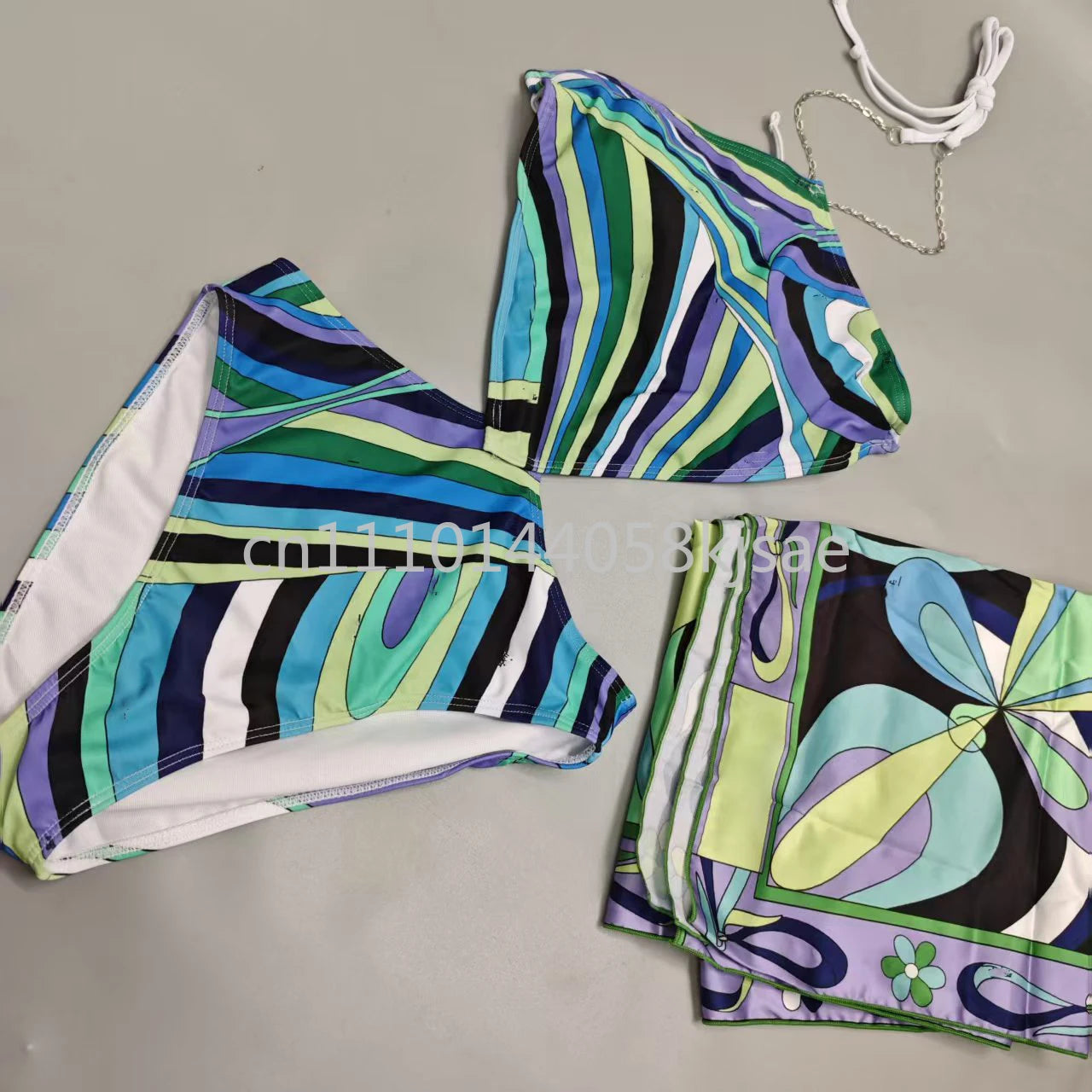Red Scarf Letter Headband Signature Logo Bikini Sets