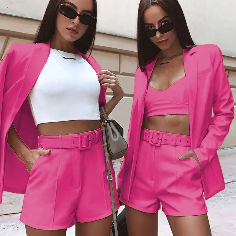 2 Pieces Women Sets Spring Autumn Spring Autumn Blazer Shorts Suit Sexy Temperament Fashion Casual Women's Sets YPZJ8306