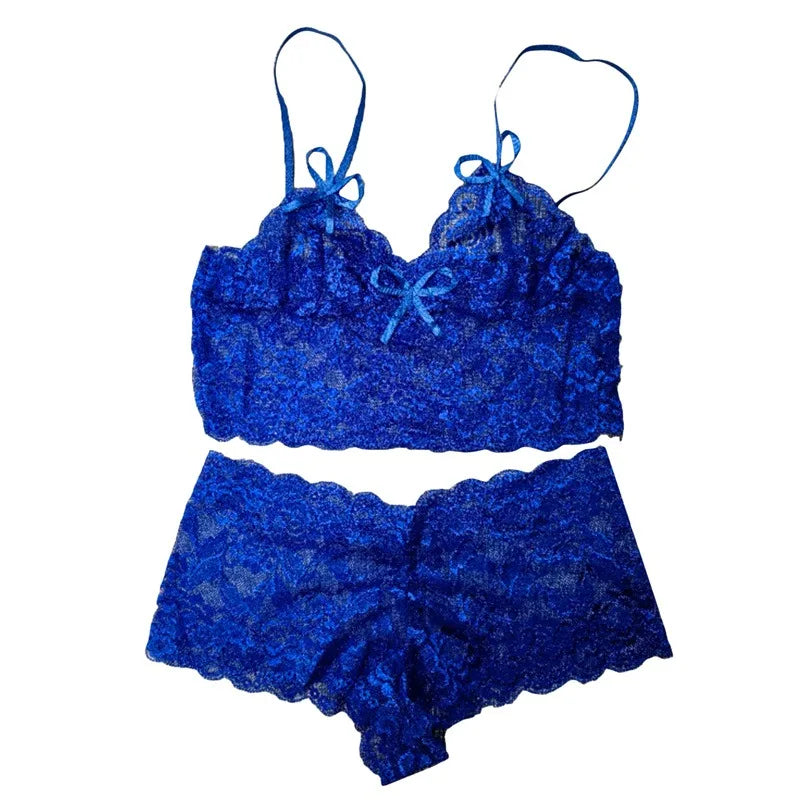 Perspective Lace Strap Bra Underwear Set