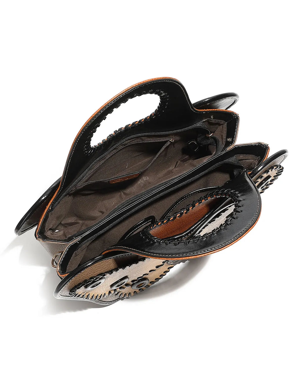 Large Leather Butterfly Design Crossbody Handbag