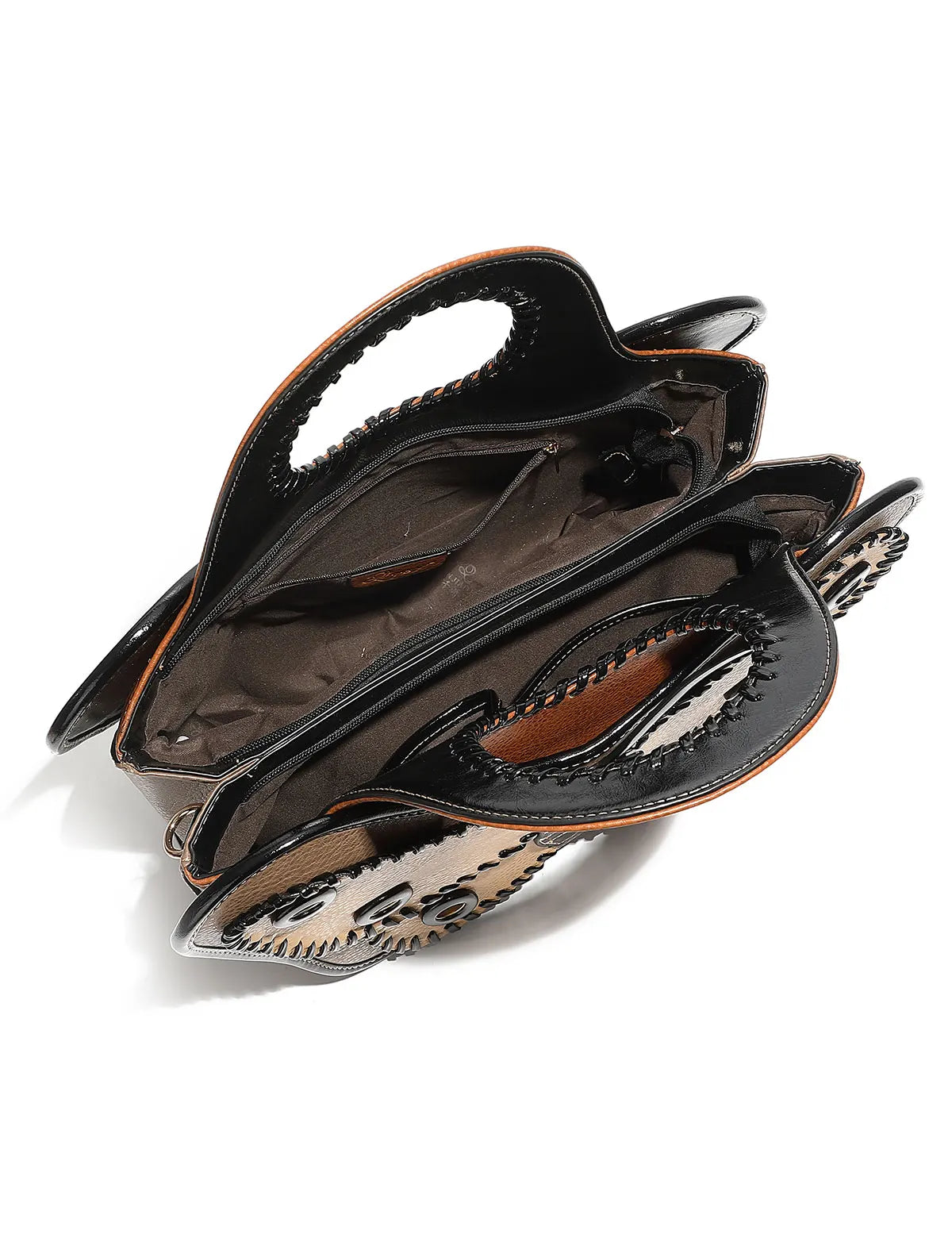 Large Leather Butterfly Design Crossbody Handbag