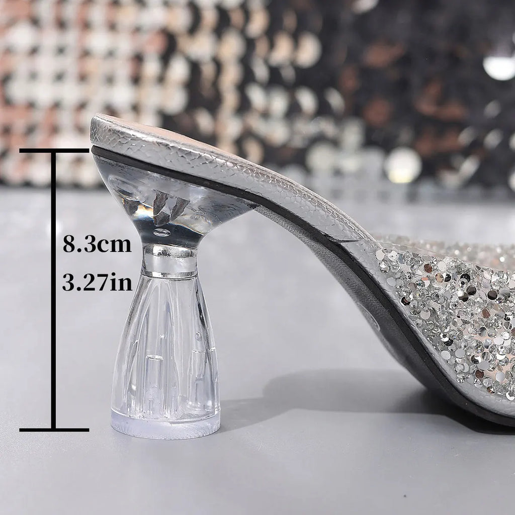 Elegant Pointed Toe Crystal Sequin Heels
