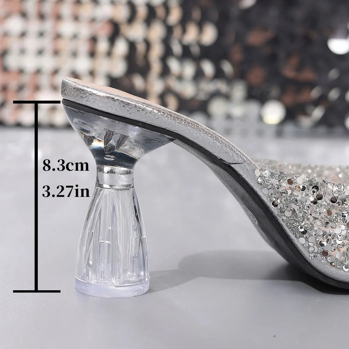 Elegant Pointed Toe Crystal Sequin Heels