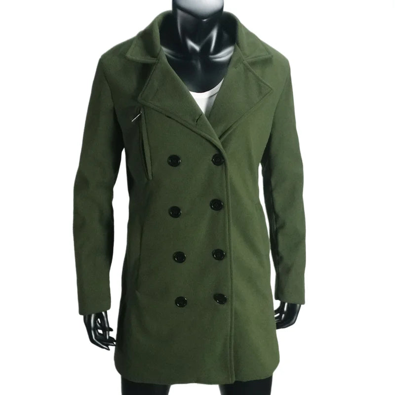 Double Breasted Lapel Trench Coat with Lining